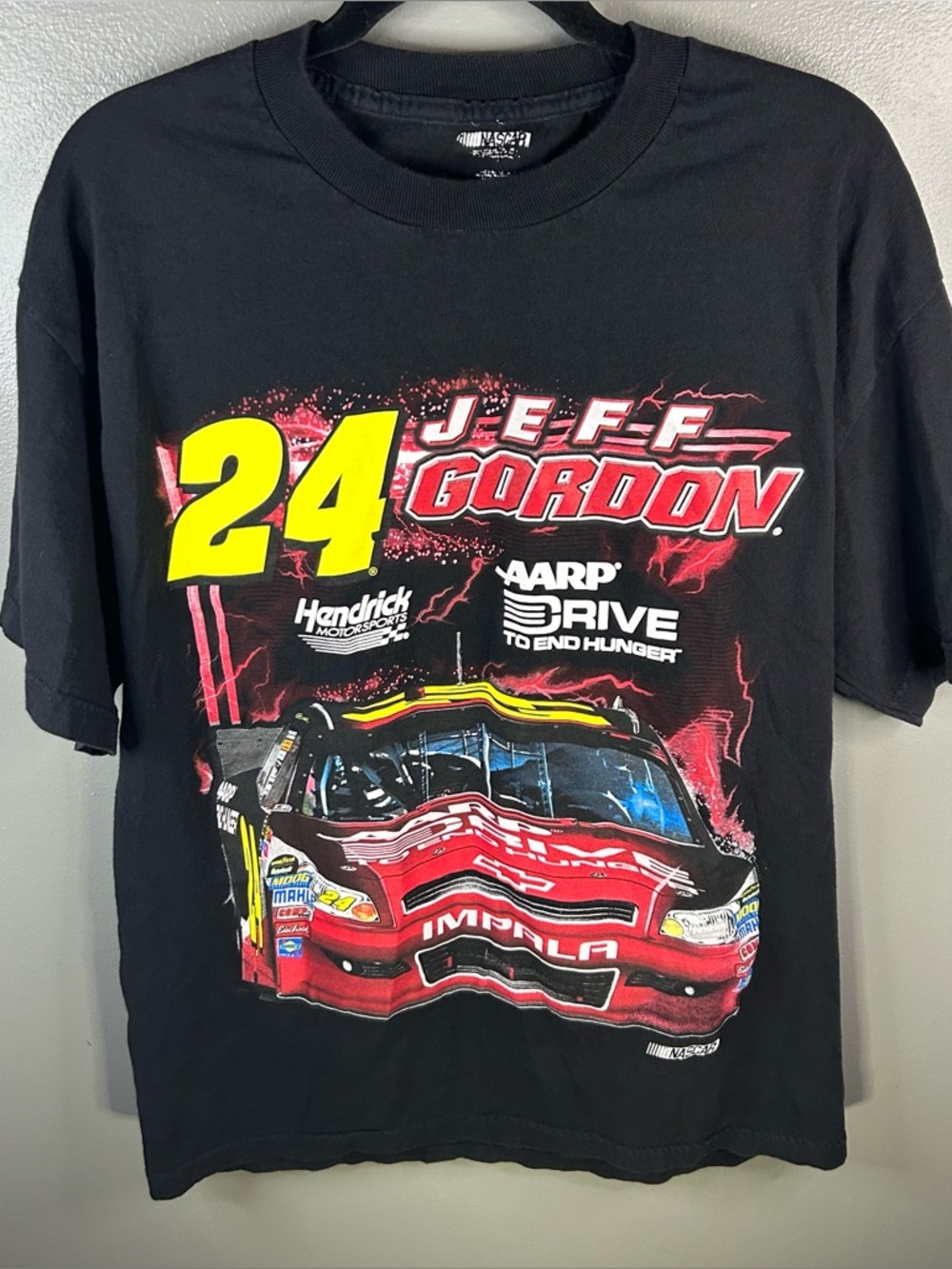 NASCAR Jeff Gordon Racing Double Sided Black Graphic Shirt Size Large
